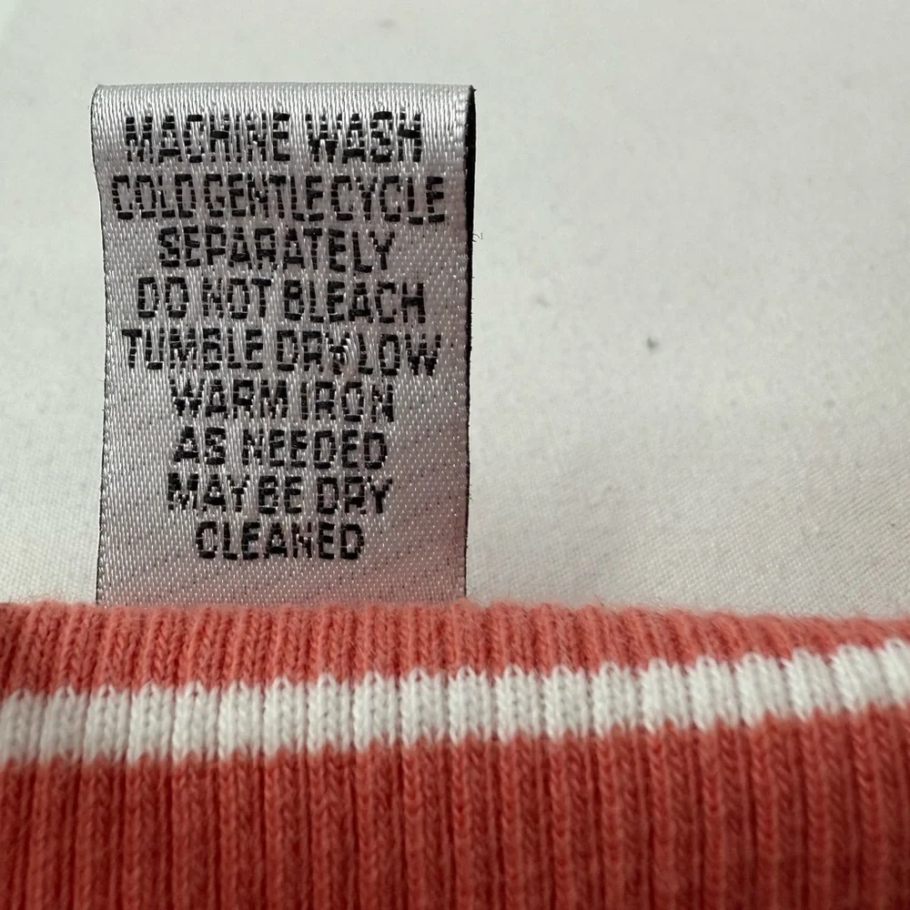 Spa by Chico's Terracotta and White Striped Tank Top Ribbed Knit Size Large - Picture 5 of 7